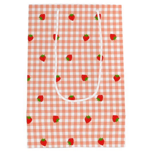 いちご＆ギンガムチェック（サーモンピンク）   MEDIUM CADEAUZAKJE (Achterkant)