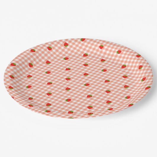 いちご&ギンガムチェック(サーモンピンク) PAPIEREN BORDJE (Gekanteld)