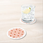 いちご&ギンガムチェック(サーモンピンク)    RONDE KARTONNEN ONDERZETTER (Insitu)