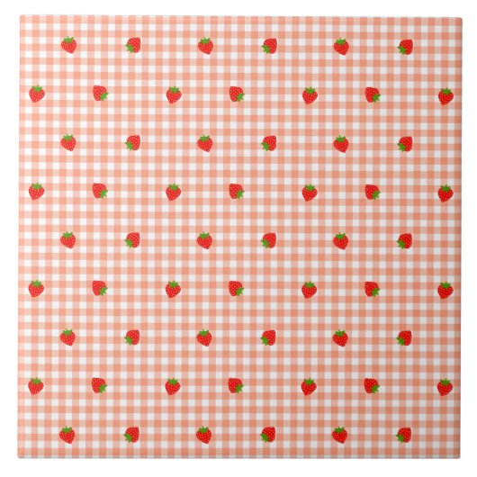 いちご&ギンガムチェック(サーモンピンク)  TEGELTJE (Voorkant)