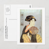 う ち つ 女, ,  met de Ronde Fans, Utamaro Briefkaart (Voorkant / Achterkant)