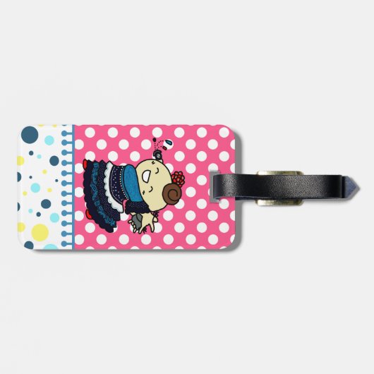 えっちゃんの　ラゲッジタグ　（裏もご本人 or カードケース）　青 bagagelabel (Achterkant horizontaal)