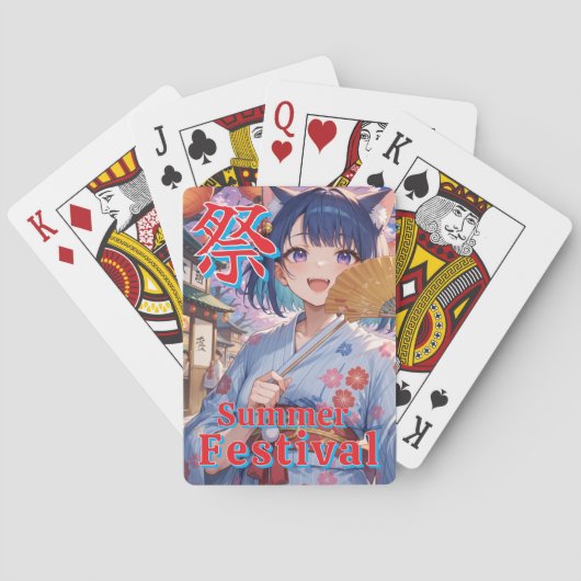 お祭りに来た猫耳の少女 POKERKAARTEN (Achterkant)