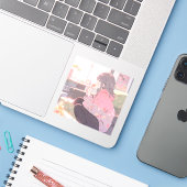 お菓子JKシール｜寿司娘 GenerativeAI Sticker (Laptop met iPhone)