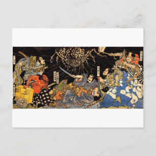 お け 蛛, 国 芳, Monster Spider, Kuniyoshi, Ukiyo-e Briefkaart
