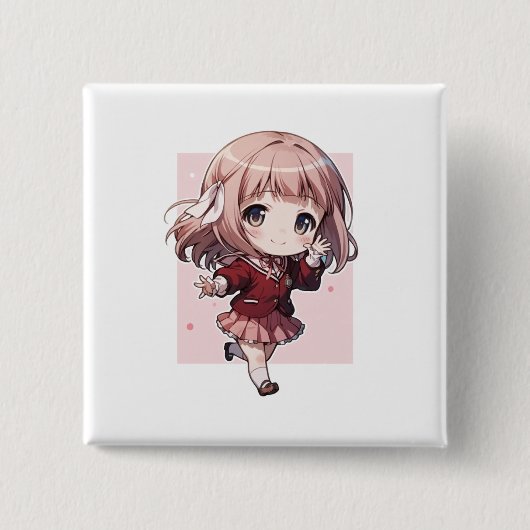 かわいいアニメキャラの缶バッジ VIERKANTE BUTTON 5,1 CM (Voorkant)