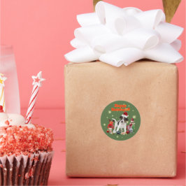 かわいいジャックラッセルテリアとおもちゃ ハッピーホリデー♡ RONDE STICKER