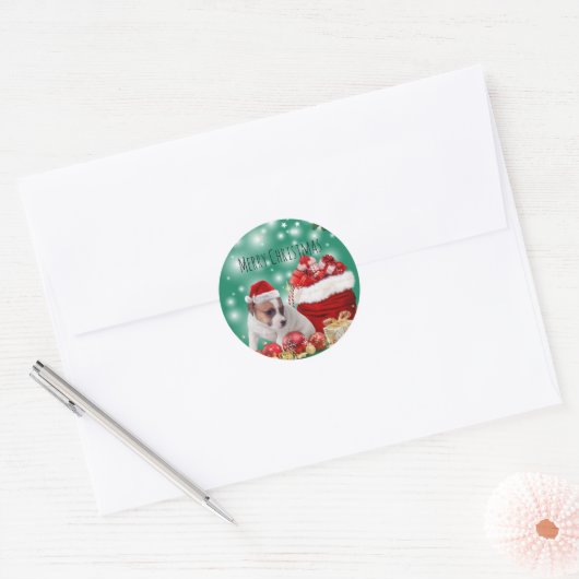 かわいいジャックラッセルテリアのメリークリスマス♡ RONDE STICKER (Envelop)