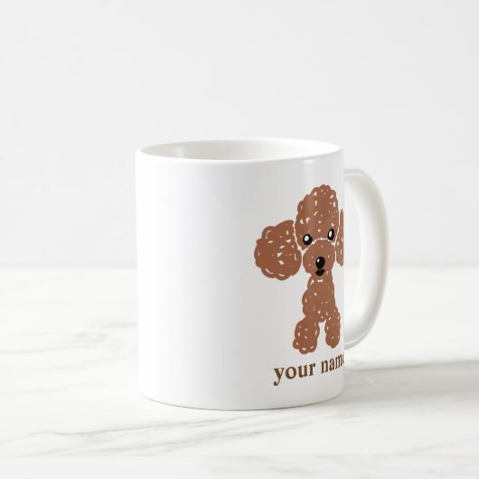 かわいいトイプードル(濃茶)名入れ KOFFIEMOK (Voorkant rechts)