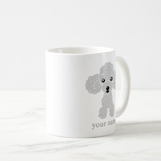 かわいいトイプードル(白)名入れ KOFFIEMOK (Voorkant rechts)