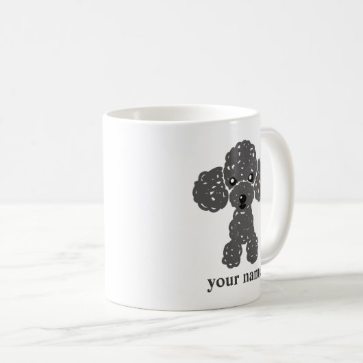 かわいいトイプードル(黒)名入れ KOFFIEMOK (Voorkant rechts)