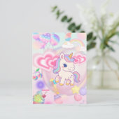 かわいいピンクのゆるふわユニコーン♡ BRIEFKAART (Staand voorkant)
