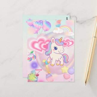 かわいいピンクのゆるふわユニコーン♡ BRIEFKAART