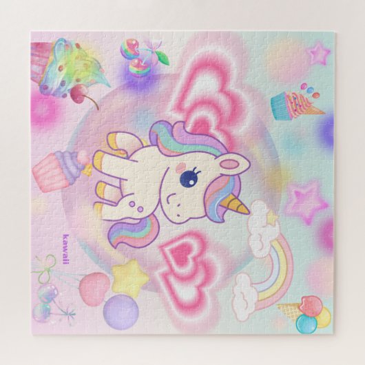 かわいいピンクのゆるふわユニコーン♡ LEGPUZZEL (Horizontaal)