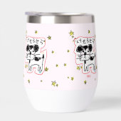 かわいい手書き犬「けせらせら犬」と星がいっぱい♡ ステンレス製ワインタンブラー (Rechts)