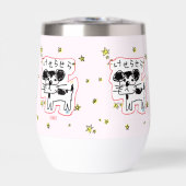 かわいい手書き犬「けせらせら犬」と星がいっぱい♡ ステンレス製ワインタンブラー (Voorkant)