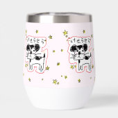 かわいい手書き犬「けせらせら犬」と星がいっぱい♡ ステンレス製ワインタンブラー (Achterkant)