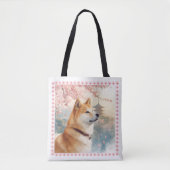 かわいい柴犬の手書き風イラスト桜♡ TOTE BAG (Voorkant)