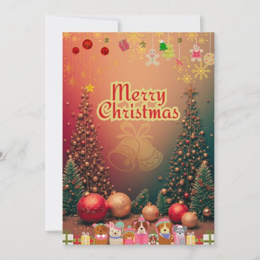 かわいい犬たちのイラスト入りクリスマスカード♡ FEESTDAGENKAART (Voorkant)