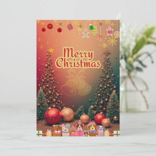 かわいい犬たちのイラスト入りクリスマスカード♡ FEESTDAGENKAART (Staand voorkant)