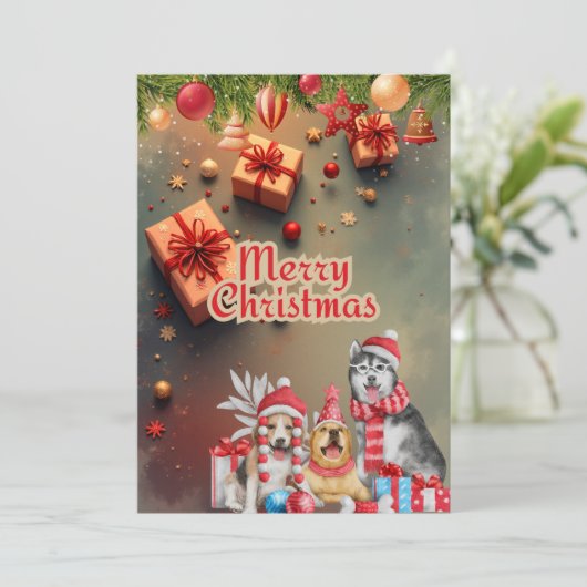 かわいい犬のクリスマスカード♡ FEESTDAGENKAART (Staand voorkant)