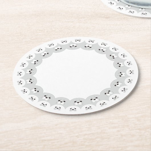 ぐるっとあにまる「カワイイアザラシ親子」 RONDE KARTONNEN ONDERZETTER (Gebogen)