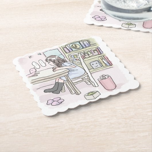 さいくさじ お部屋で机に向かう KARTONNEN ONDERZETTERS (Gebogen)