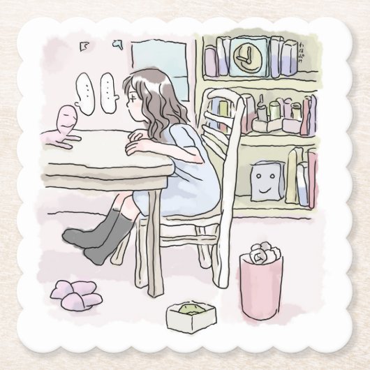 さいくさじ　お部屋で机に向かう KARTONNEN ONDERZETTERS (Voorkant)