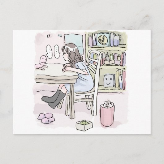 さいくさじ　机に向かう BRIEFKAART (Voorkant)