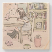 さいくさじ 机に向かう STENEN ONDERZETTER (Voorkant)