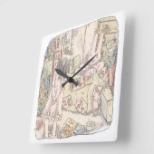 さなごむじ お部屋の段ボールの中で震えているウサギを見ている女性のイラスト VIERKANTE KLOK (Hoek)