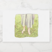 さなごれじ 春の広い緑の草原に素足で立つワンピースの女性の足元 SPARKLING WIJNETIKET (Enkel label)