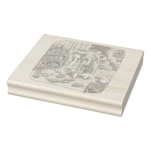 さなささじ  部屋の階段わきで屈んでたくさん落ちているゴミを拾う女性のイラスト RUBBERSTEMPEL (Stempel)