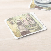 さなにしじ　黄色い洗面所で鏡に映る自分を見ながらメイク道具を使う女性のイラスト KARTONNEN ONDERZETTERS (Gebogen)