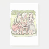 さなにやじ 野外で、椅子に座って仲良くしている三人の裸足の女の子のイラスト POST-IT® NOTES (Voorkant)