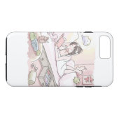 さにいれじ　ピンク色の寝室の明るい照明の下で寝転んで本を読みながらくつろぐ女性のイラスト Case-Mate iPhone CASE (Achterkant (Horizontaal))