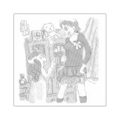さむさにじ　部屋の棚の前で、向き合って口論をする身長差のあるふたりの女性のイラスト RUBBERSTEMPEL (Afrduk)