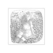 さやれむじ　秋の落ち葉の上に座る女性 RUBBERSTEMPEL (Afrduk)