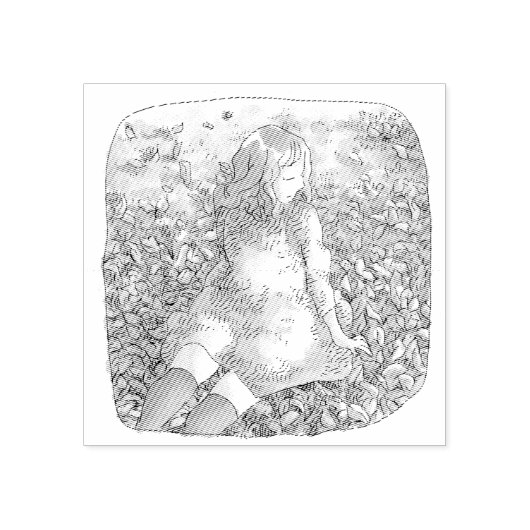 さやれむじ 秋の落ち葉の上に座る女性 RUBBERSTEMPEL (Afrduk)