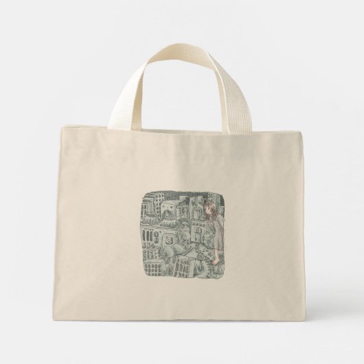 さ な色steken じい88888888888888灰の細か opむい機械がたくさん並んnogno mini tote bag (Achterkant)