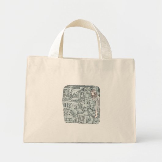 さ な色steken じい88888888888888灰の細か opむい機械がたくさん並んnogno mini tote bag (Voorkant)
