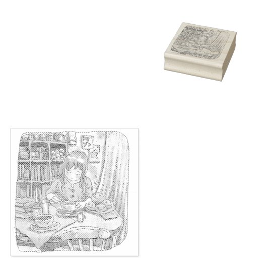 さ な色steken じむ88888888888888茶いお部 opな屋で机に向かい座ってnogno rubberstempel (Gestempeld)