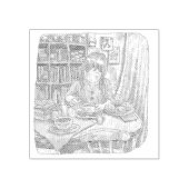 さ な色steken じむ88888888888888茶いお部 opな屋で机に向かい座ってnogno rubberstempel (Afrduk)