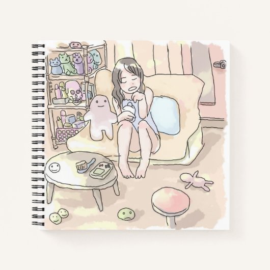 さ に ゃsteken じや88888888888ちぶ台と雑bij貨棚のあるお部屋のソファに素足で腰 notitieboek (Voorkant)