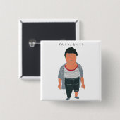 ずんぐり、むっくり VIERKANTE BUTTON 5,1 CM (Voorkant /achterkant)