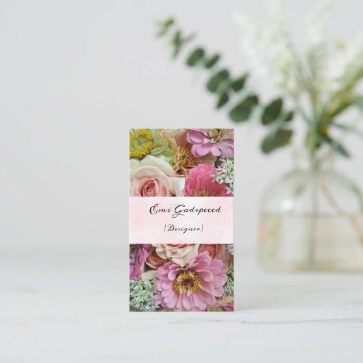 たくさんの花のオシャレな名刺 VISITEKAARTJE (Staand voorkant)