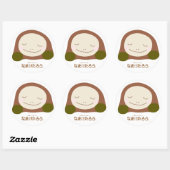 なまけたろう(茶)丸型ラージシール(7.6cm径) ronde sticker (Vel)