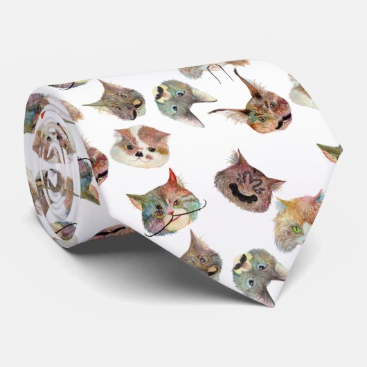 ひげ猫(Beard cat/gato barba) Stropdas (Opgerold)