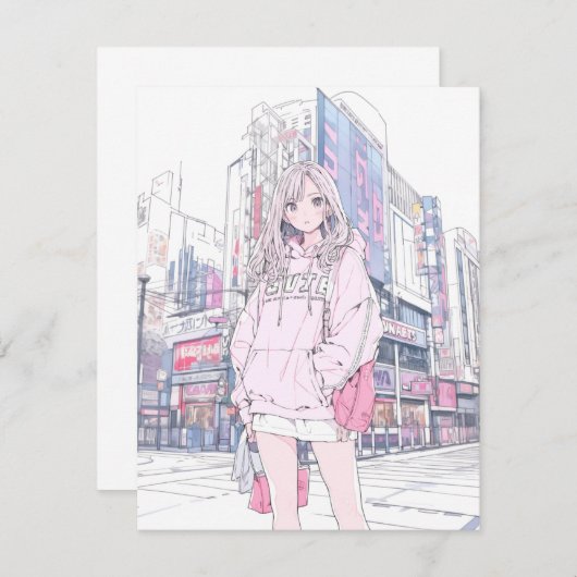 【アイコン&待ち受け用】パステルピンクJK|寿司娘 GenerativeAI Kaart (Voorkant / Achterkant)