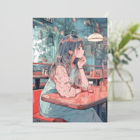 【アイコン・待ち受け画像】カフェで待ち合わせJK|寿司娘 GenerativeAI Kaart (Staand voorkant)